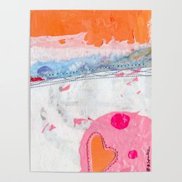Pink and Orange Heart Collage Poster