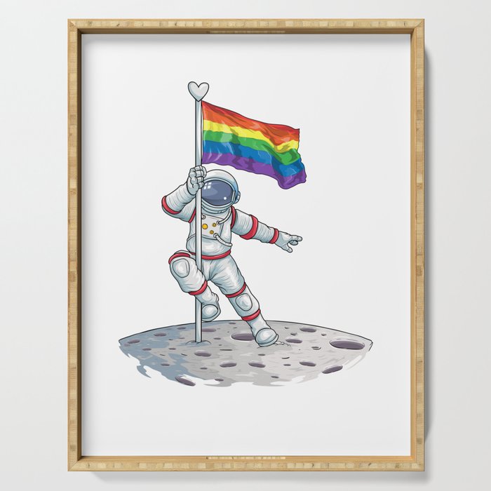 Astronaut rainbow flag Love is Love LGBT lesbian gay Serving Tray