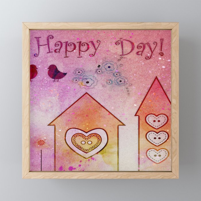 Happy Day Tiny House Framed Mini Art Print