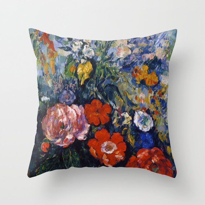 Vintage Bouquet of Flowers by Paul Cezanne 1880 Throw Pillow