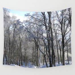 Birch Trees in the Winter Snow  Wall Tapestry