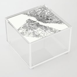 Birkenhead, England - Black and White City Map Acrylic Box