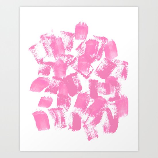 Pink Painter brushstrokes abstract minimal modern dorm college trendy boho painting monochromatic Art Print