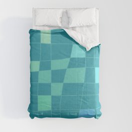 Retro Midcentury Art Warped Tiles Ocean Green Comforter