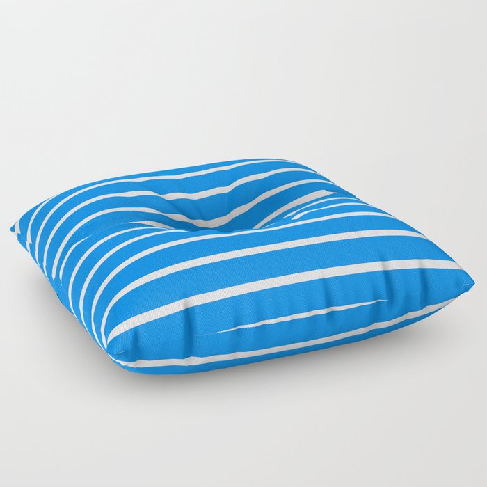 Horizontal Lines (White/Azure) Floor Pillow