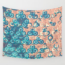 Celtic clover pattern in pink and blue Wall Tapestry