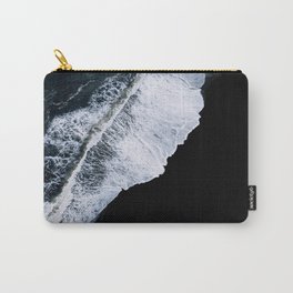 Waves crashing on a black sand beach – minimalist Landscape Photography Carry-All Pouch