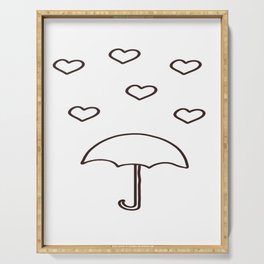 Minimal Designs: Heart and Umbrella Line Art Serving Tray
