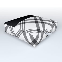 Black & White Simple Plaid Seamless Pattern Outdoor Floor Cushion