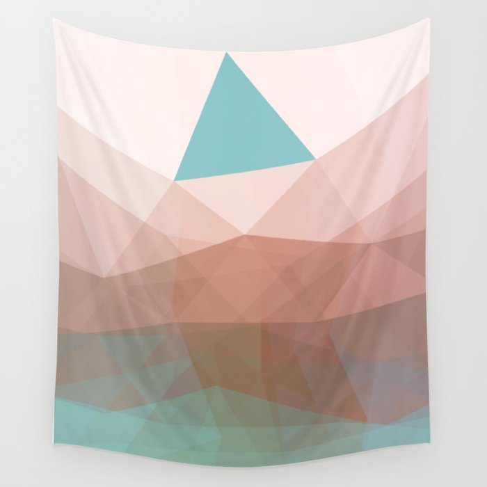 The Mint Triangle Peak - Minimal Abstract Geometry Wall Tapestry