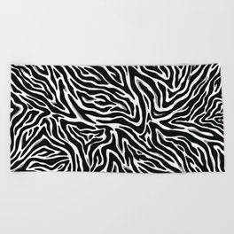 Black and White Abstract Zebra skin pattern. Digital Illustration Background Beach Towel