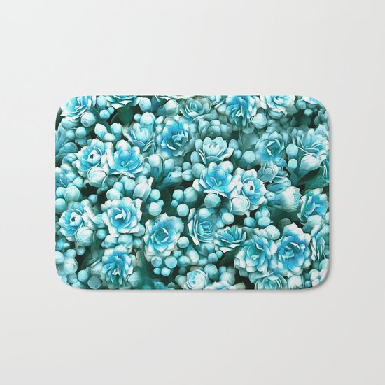Blue succulents Bath Mat