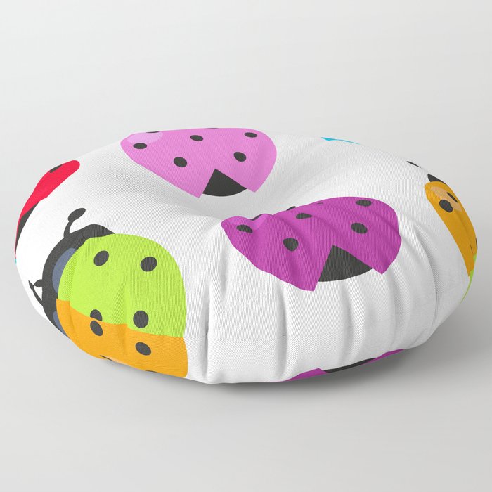 Cute lady bugs on white Floor Pillow