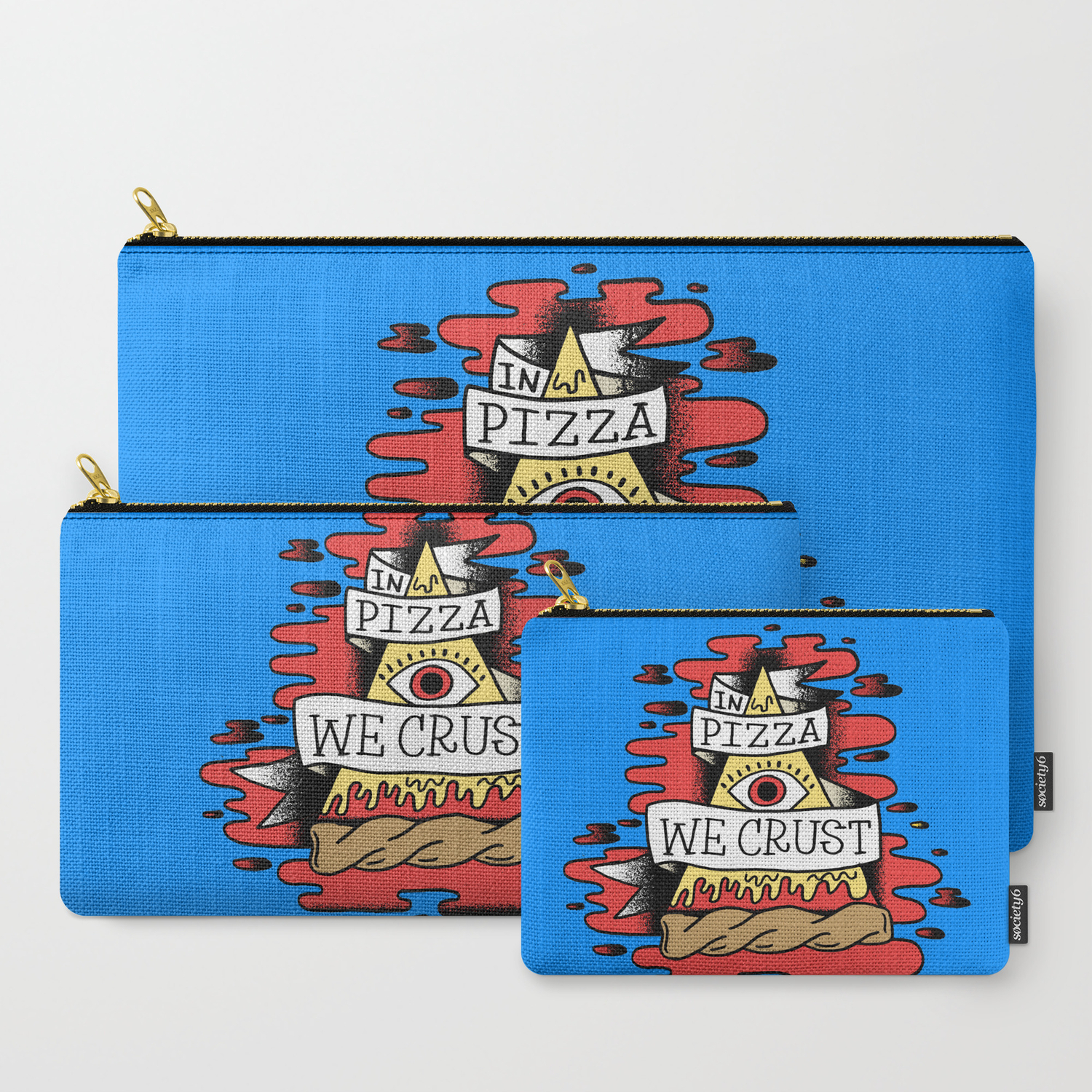 In Pizza We Crust The Food Illuminati Blue Backdrop Carry All
