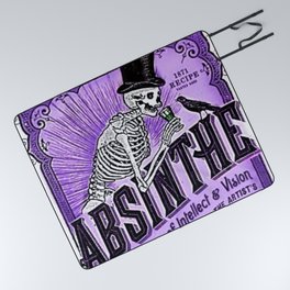 Vintage 1871 Purple Absinthe Liquor Skeleton Elixir Aperitif Cocktail Alcohol Advertisement Poster Picnic Blanket