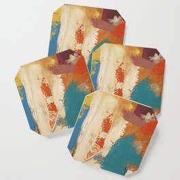 Rustic Orange Teal Abstract Coaster