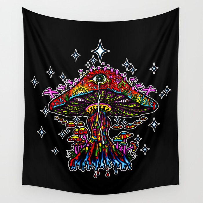 Psychedelic Eye Mushroom Wall Tapestry by Sandersart Society6