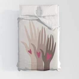 Hands of different races. Duvet Cover