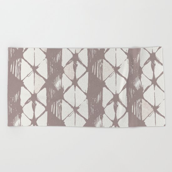 Simply Braided Chevron Red Earth on Lunar Gray Beach Towel