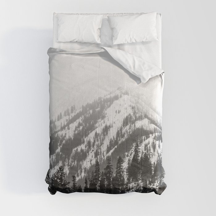 Fading Mountain Winter - Snow Capped Nature Photography Comforter