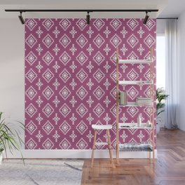 Magenta and White Native American Tribal Pattern Wall Mural