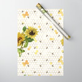 Bees & Sunflowers Pattern XIV Wrapping Paper