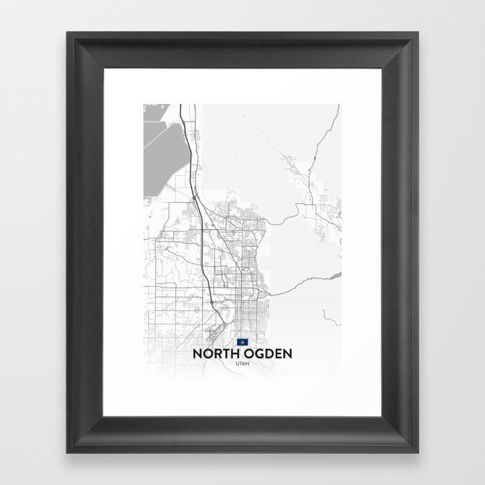 North Ogden, Utah, United States - Light City Map Framed Art Print