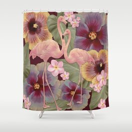 Tropical Fade Flamingos Shower Curtain