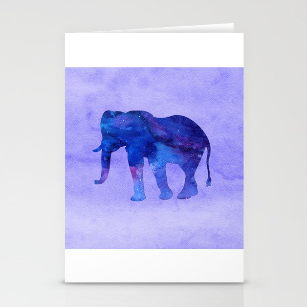 Blue Watercolor Elephant Stationery Cards
