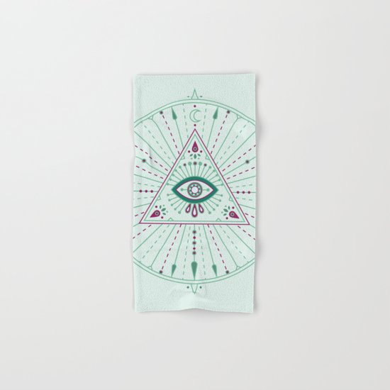 Evil Eye Mandala – Mint Hand & Bath Towel