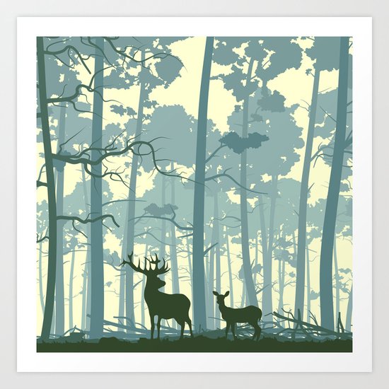 The Deers Art Print