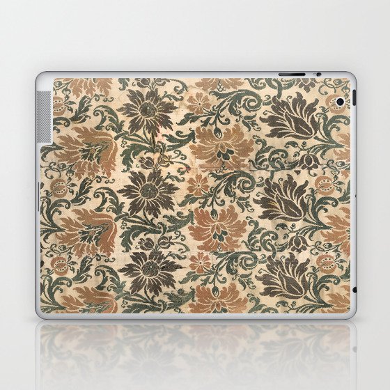 Distressed Antique Italian Floral Silk Laptop & iPad Skin