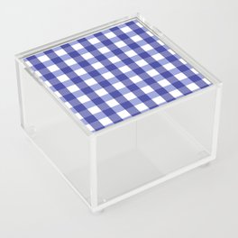 Gingham Plaid Pattern (blue/white) Acrylic Box