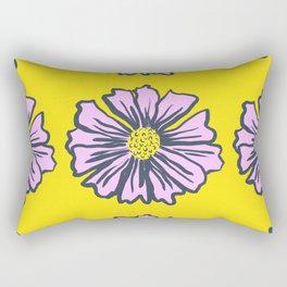 Retro Modern Spring Daisy Pink On Yellow Pattern Rectangular Pillow