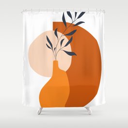 Aesthetic Brown Abstract Pottery Leaf Shape Shower Curtain