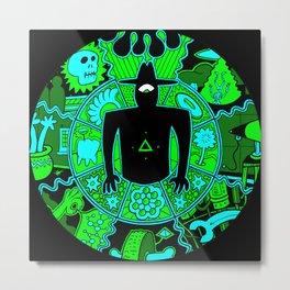 Men In Black #1 Green Metal Print | Pop Art, Pop Surrealism, Space, Sci-Fi 