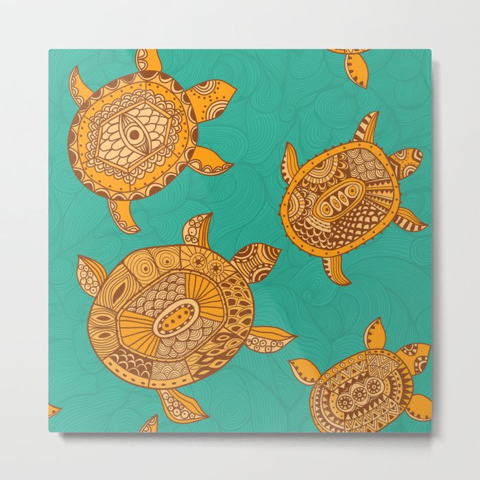 Tropical Sea Turtles Metal Print