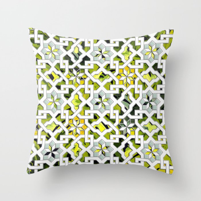 Morocco tile pattern green - oriental design seamless  Throw Pillow