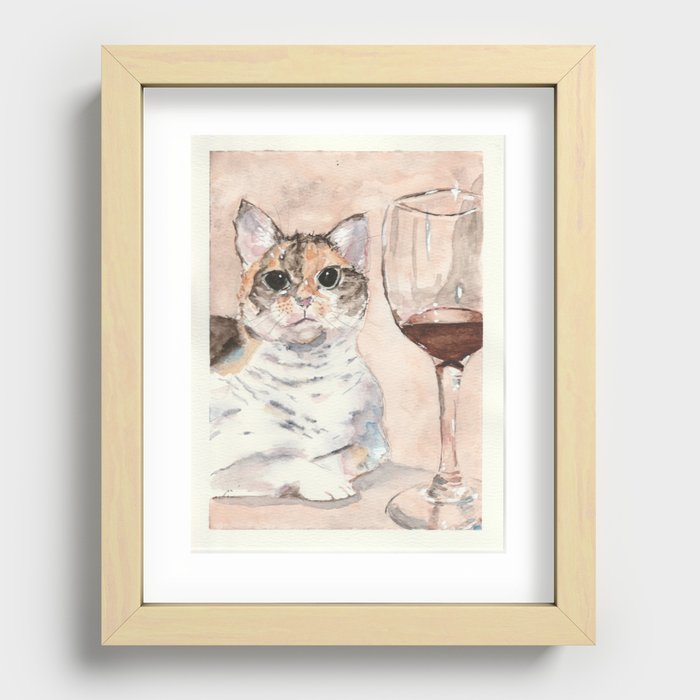 Wine Purrrfection Recessed Framed Print