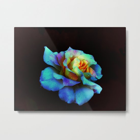 Pastel Rainbow Rose Metal Print