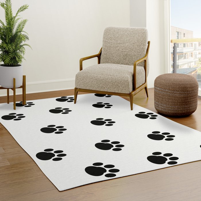 Puppy Dog Paw Prints Rug by decampstudios