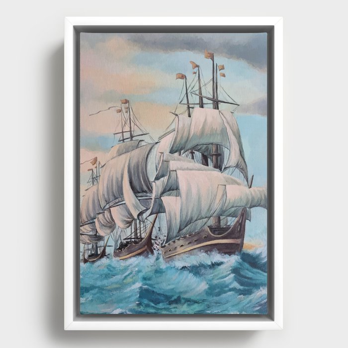 Ships V2 Framed Canvas