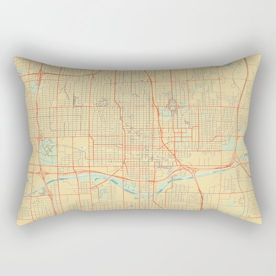 Oklahoma City Map Retro Rectangular Pillow