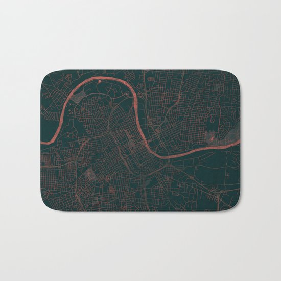 Nashville Map Red Bath Mat
