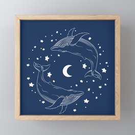 Two Dancing Whales Framed Mini Art Print