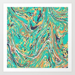 Boho marble multicolor pattern with turquoise blue Art Print