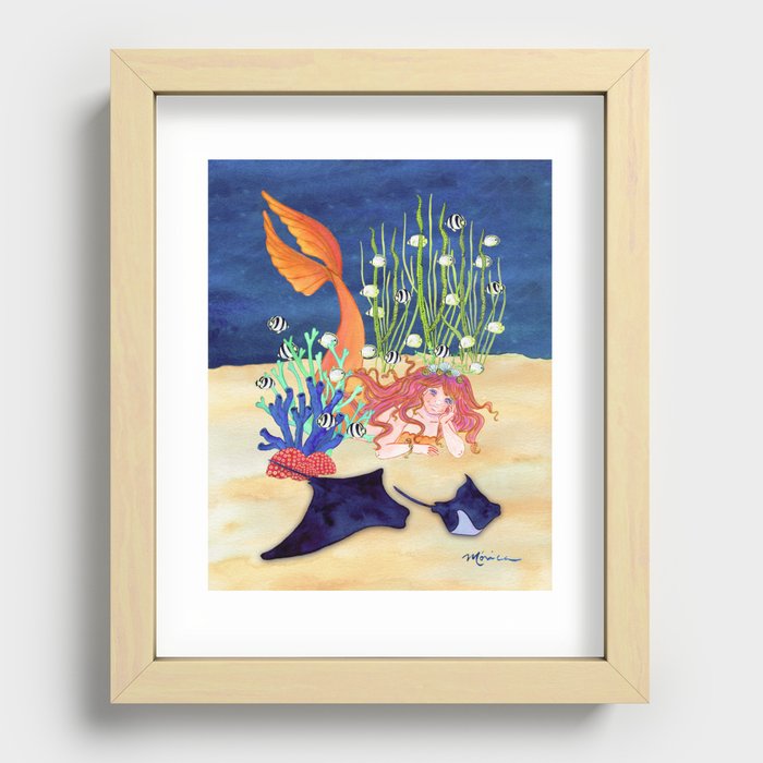 Mermaid and Rays Recessed Framed Print