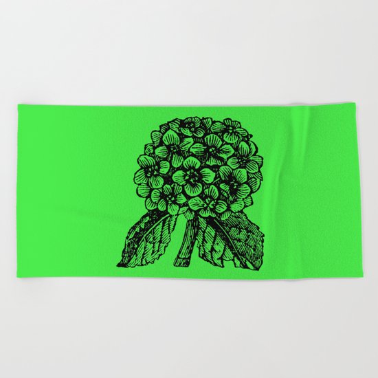 Green Hydrangea Beach Towel