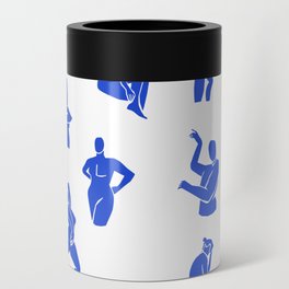 Abstract blue women collage figure pattern Can Cooler
