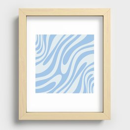 Wavy Loops Retro Abstract Pattern in Powder Blue Tones Recessed Framed Print